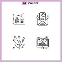 Modern Set of 4 Filledline Flat Colors and symbols such as finance spring flower love anemone control Editable Vector Design Elements