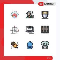 Filledline Flat Color Pack of 9 Universal Symbols of cam pattern writer foretelling algorithm Editable Vector Design Elements