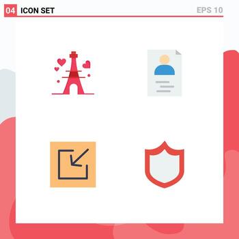 4 Universal Flat Icons Set for Web and Mobile Applications tower save wedding resume protection Editable Vector Design Elements