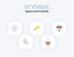 espacio plano icono paquete 5 diseño de iconos. astronomía. ciencia. cohete. química. nuclear vector