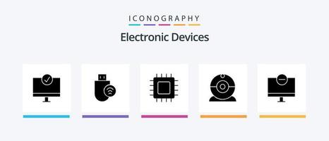 Devices Glyph 5 Icon Pack Including devices. cam. signal. hardware. devices. Creative Icons Design vector