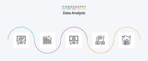 paquete de iconos de línea 5 de análisis de datos que incluye negocios. usuario. desarrollar. perfil. conexión vector