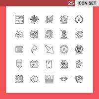 Line Pack of 25 Universal Symbols of feature romance address love bag Editable Vector Design Elements