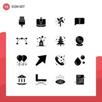 16 User Interface Solid Glyph Pack of modern Signs and Symbols of point anchor toy ui error Editable Vector Design Elements