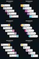 Vector 6 Infographics Pack Presentation slide template 5 Steps cycle diagrams and timelines