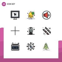 Stock Vector Icon Pack of 9 Line Signs and Symbols for candy travel speaker camping plus Editable Vector Design Elements
