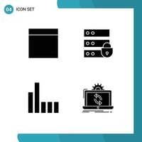 User Interface Pack of 4 Basic Solid Glyphs of grid data electronic connection analysis Editable Vector Design Elements