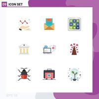 Pack of 9 Modern Flat Colors Signs and Symbols for Web Print Media such as building game letter tic tac toe toe Editable Vector Design Elements