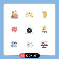 Set of 9 Modern UI Icons Symbols Signs for bathyscaph tag cloud shopping user Editable Vector Design Elements