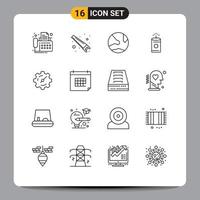 User Interface Pack of 16 Basic Outlines of setting chinese app china social Editable Vector Design Elements