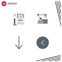Modern Set of 4 Flat Icons Pictograph of page down file arm circle Editable Vector Design Elements