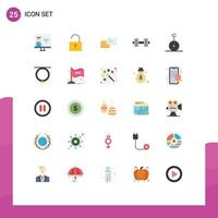 Universal Icon Symbols Group of 25 Modern Flat Colors of monocycle weight chat gym dumbbell Editable Vector Design Elements