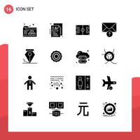 16 User Interface Solid Glyph Pack of modern Signs and Symbols of cutter ink game freeform message Editable Vector Design Elements