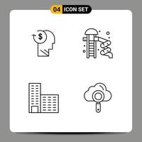 4 Creative Icons Modern Signs and Symbols of account park employee park slider building Editable Vector Design Elements