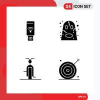 Pictogram Set of 4 Simple Solid Glyphs of usb filled signal halloween transportation Editable Vector Design Elements