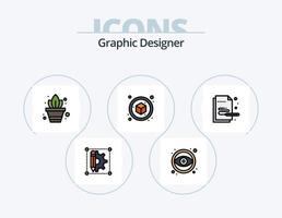 Graphic Designer Line Filled Icon Pack 5 Icon Design. . stylus. blueprint designing. design. plant vector