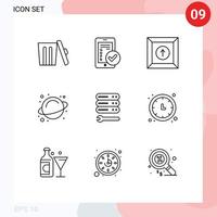 9 Thematic Vector Outlines and Editable Symbols of wrench server smartphone space rotation Editable Vector Design Elements