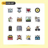 paquete de iconos de vector de stock de 16 signos y símbolos de línea para financiar elementos de diseño de vector creativo editable de pulso de negocio de lámpara de moneda