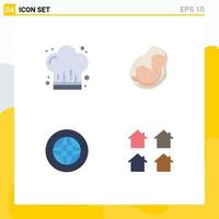 Pack of 4 Modern Flat Icons Signs and Symbols for Web Print Media such as cafe center restaurant pregnant global Editable Vector Design Elements