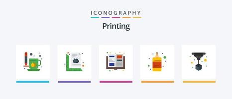 paquete de iconos de 5 planos de impresión que incluye d print. tinta. imprimir. color. revista. diseño de iconos creativos vector
