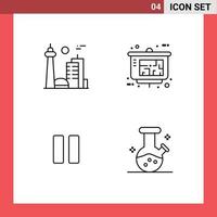 Universal Icon Symbols Group of 4 Modern Filledline Flat Colors of building control famous city presentation pause Editable Vector Design Elements