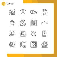 16 Thematic Vector Outlines and Editable Symbols of currency dollar smart home money truck Editable Vector Design Elements