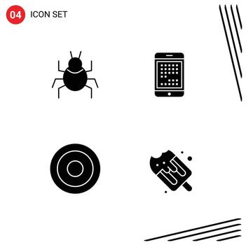 4 concepto de glifo sólido para sitios web móviles y aplicaciones error interfaz de dispositivo indio móvil elementos de diseño vectorial editables vector