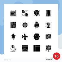 Group of 16 Solid Glyphs Signs and Symbols for page data internet wheel wifi Editable Vector Design Elements