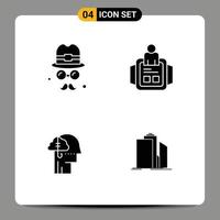 Mobile Interface Solid Glyph Set of 4 Pictograms of avatar addiction fathers time habit Editable Vector Design Elements