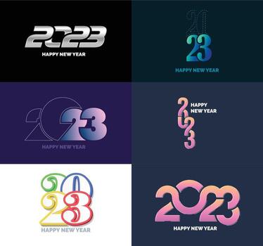 gran conjunto de 2023 feliz año nuevo diseño de texto de logotipo plantilla de diseño de número 2023 vector