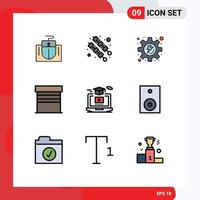 Pack of 9 creative Filledline Flat Colors of gruadation online gear degree garage Editable Vector Design Elements