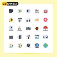 25 Universal Flat Color Signs Symbols of news cyber monday leaf black friday streaming Editable Vector Design Elements