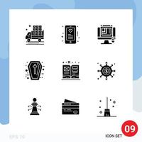 9 Creative Icons Modern Signs and Symbols of book holidays css design halloween sign Editable Vector Design Elements