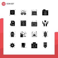 16 Creative Icons Modern Signs and Symbols of security certificate board banking folder Editable Vector Design Elements