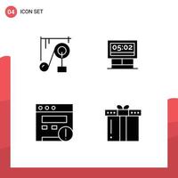 Solid Glyph Pack of 4 Universal Symbols of device seo science machine score dinner Editable Vector Design Elements