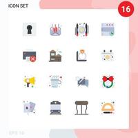 Set of 16 Modern UI Icons Symbols Signs for gadget computers articles time database Editable Pack of Creative Vector Design Elements