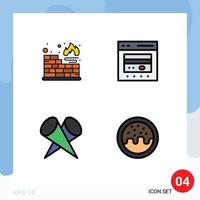 4 User Interface Filledline Flat Color Pack of modern Signs and Symbols of database lights card ecommerce top Editable Vector Design Elements