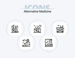 paquete de iconos de línea de medicina alternativa 5 diseño de iconos. acupuntura. médico. hospital. hospital. cuidado vector