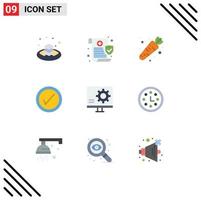 conjunto de 9 iconos de interfaz de usuario modernos símbolos signos de error desarrollar elementos de diseño de vector editables de interfaz de error de zanahoria