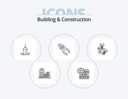 Building And Construction Line Icon Pack 5 Icon Design. finance. courthouse. office. bank. tools vector