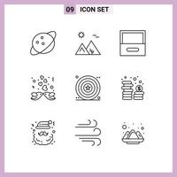 Pictogram Set of 9 Simple Outlines of independence celebration archive love couple Editable Vector Design Elements