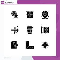 Pictogram Set of 9 Simple Solid Glyphs of drawing design view art iot Editable Vector Design Elements