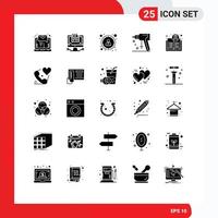 User Interface Pack of 25 Basic Solid Glyphs of cancer awareness seo tool perforator Editable Vector Design Elements