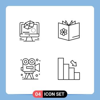 Modern Set of 4 Filledline Flat Colors and symbols such as animation video drawing learn art Editable Vector Design Elements