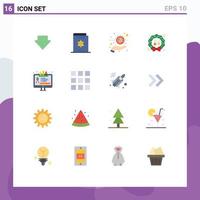 Group of 16 Modern Flat Colors Set for design winter email wreath christmas Editable Pack of Creative Vector Design Elements