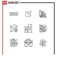 9 Thematic Vector Outlines and Editable Symbols of skyscrapers business pantone buildings scroll Editable Vector Design Elements