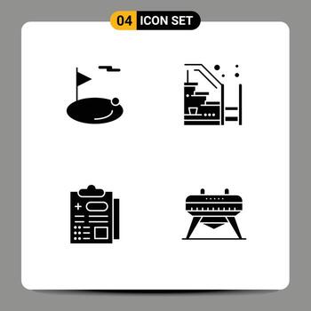 User Interface Pack of 4 Basic Solid Glyphs of flag property ball progress medical Editable Vector Design Elements