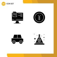 Pictogram Set of Simple Solid Glyphs of computer car online money vehicles Editable Vector Design Elements