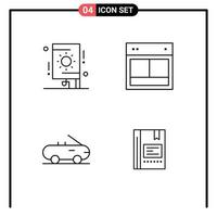 Modern Set of 4 Filledline Flat Colors and symbols such as celebration cabriolet party site bookmark Editable Vector Design Elements