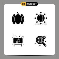 Modern Set of Solid Glyphs Pictograph of food board globe business message Editable Vector Design Elements